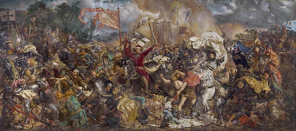 The Battle of Grunwald (1878) by Jan Matejko  reflects Polish national pride, historical heroism, and the struggle for sovereignty.