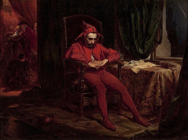 Stańczyk (1862) by Jan Matejko  reflects the political turmoil and decline of Poland in the 16th century through the figure of Stańczyk.