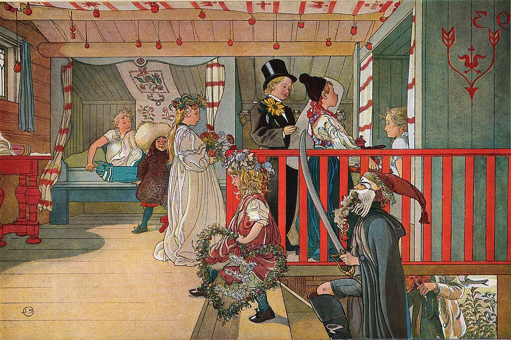 Nameday at the Storage House, 1897 by Carl Larsson  reflects the warmth of Swedish family traditions and rural life.