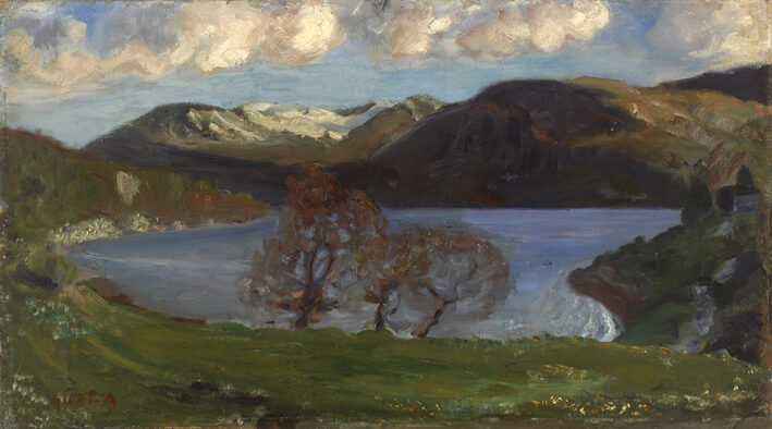 Vårkveld ved Jølstervannet, 1900 by Nikolai Astrup reflects the serenity and renewal of spring in the Norwegian landscape.