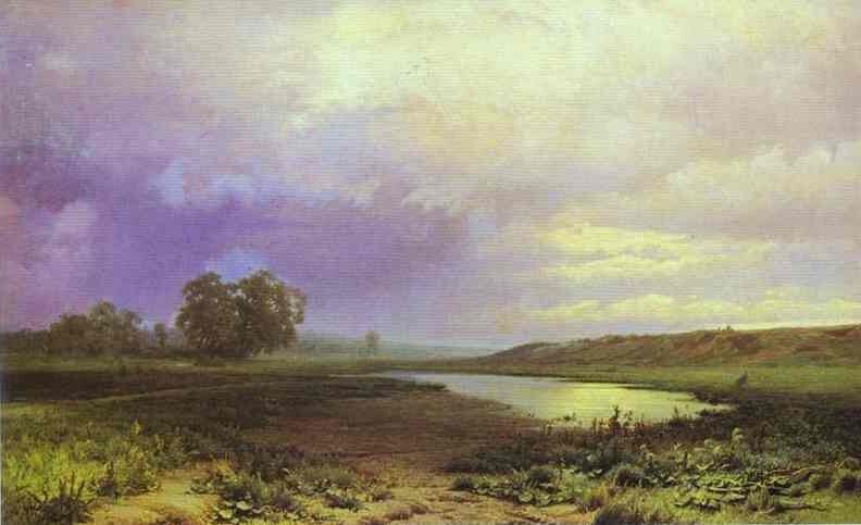 Wet Meadow, 1872 by Fyodor Vasilyev  reflects the quiet harmony between land and sky in the aftermath of rain.