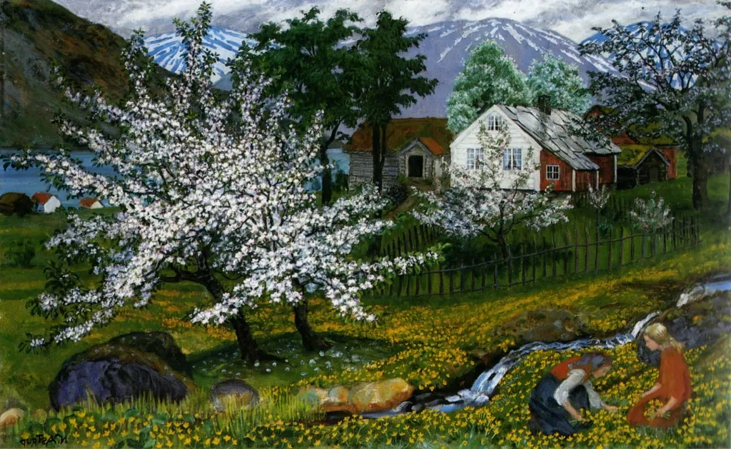 Apple Trees in Bloom (after 1920) by Nikolai Astrup