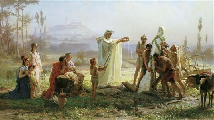 Consecration of the Herm, 1874 by Fyodor Bronnikov captures a moment of reverence and ceremony rooted in Greek tradition. 